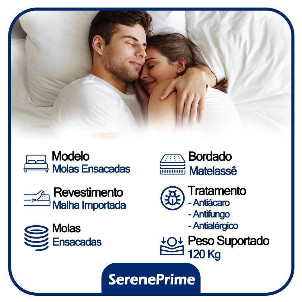 Cama Box Baú Casal Suede + Colchão Sereneprime Molas Ensacadas 138x188x69 Cinza - 5