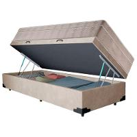 Cama Box Baú Suede Solteiro + Colchão Sereneprime Molas Ensacadas 88x188x69 Bege - 3