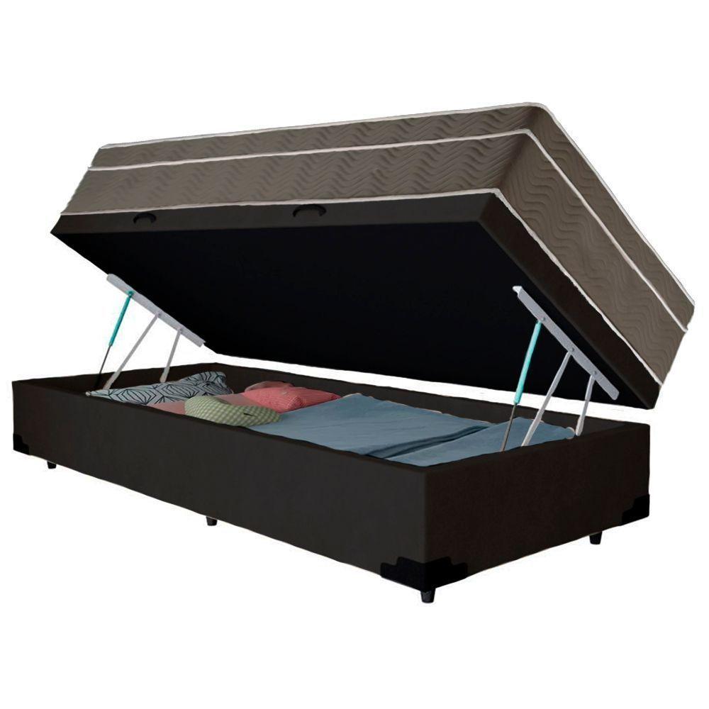 Cama Box Baú Suede Solteiro + Colchão Sereneprime Molas Ensacadas 88x188x69 Preto - 4