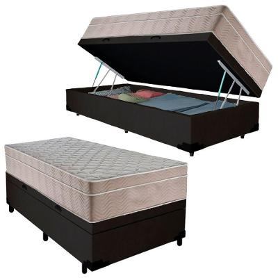 Cama Box Baú Solteiro com Colchão Molas Ensacadas Preto SerenePrime
