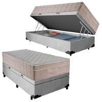 Cama Box Baú Suede Solteiro + Colchão Sereneprime Molas Ensacadas 88x188x69 Cinza - 1