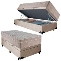 Cama Box Baú Suede Solteiro + Colchão Sereneprime Molas Ensacadas 88x188x69 Bege - 1