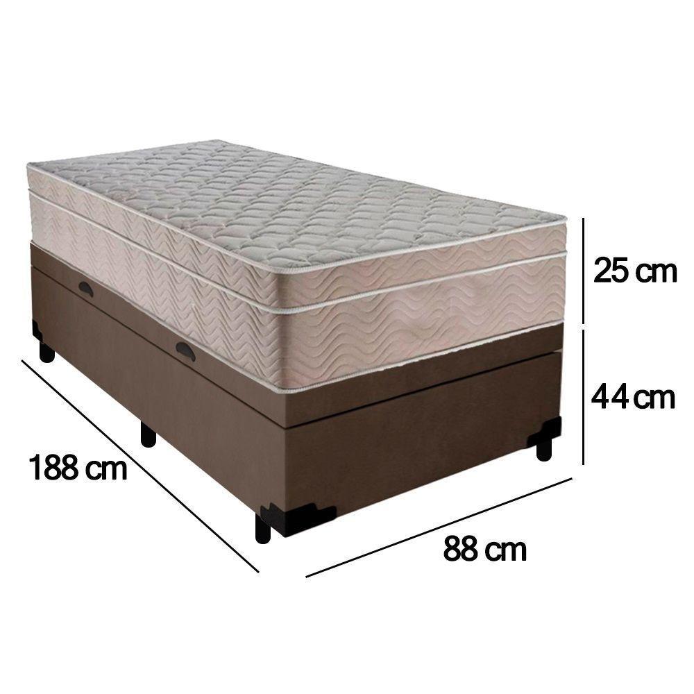 Cama Box Baú Suede Solteiro + Colchão Sereneprime Molas Ensacadas 88x188x69 Marrom - 4