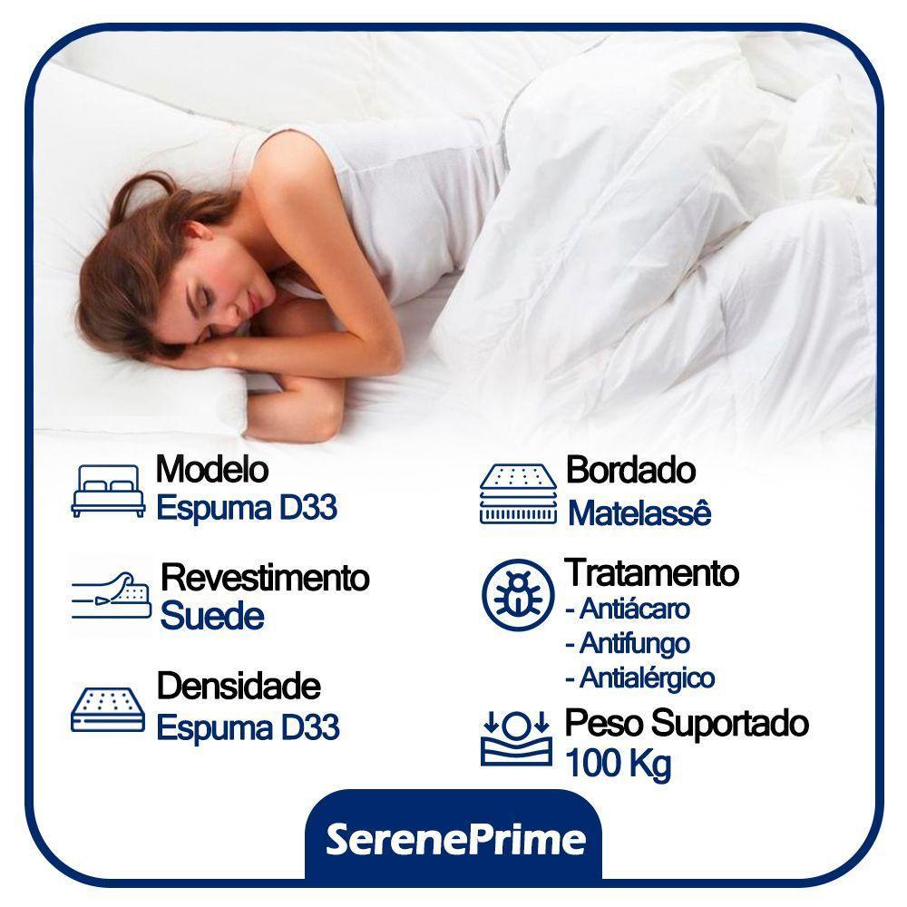 Cama Box Solteiro Sintético + Colchão De Espuma D33 - Sereneprime - 88cm Branco - 2