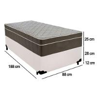 Cama Box Solteiro Sintético + Colchão De Molas Ensacadas - Sereneprime - 88cm Branco