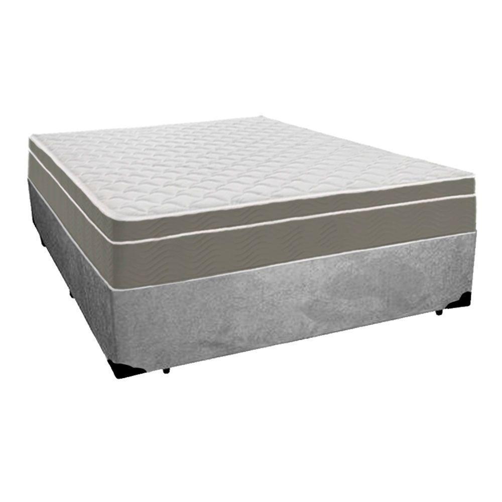 Cama Box Casal Suede + Colchão Sereneprime Molas Ensacadas 138x188x65 Cinza - 1