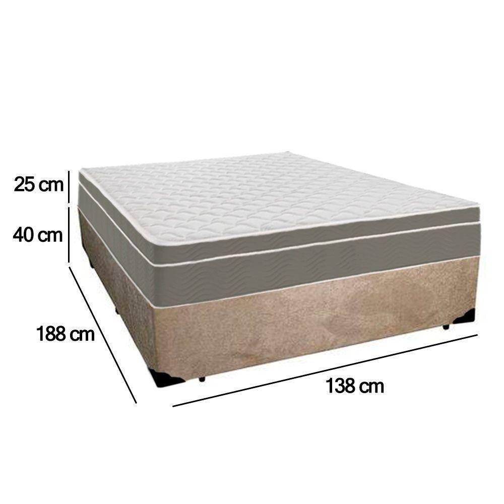 Cama Box Casal Suede + Colchão Sereneprime Molas Ensacadas 138x188x65 Bege - 3