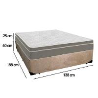 Cama Box Casal Suede + Colchão Sereneprime Molas Ensacadas 138x188x65 Bege - 3