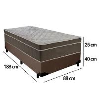 Cama Box Suede Solteiro + Colchão Sereneprime Molas Ensacadas 88x188x65 Marrom