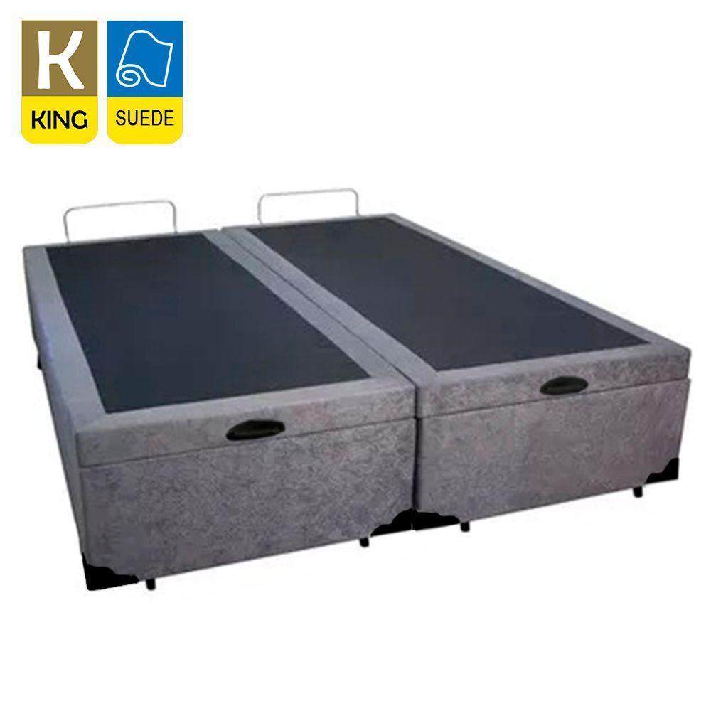 Cama Box Baú King Bipartido Suede Sereneprime Cinza 192x203x44 - 4