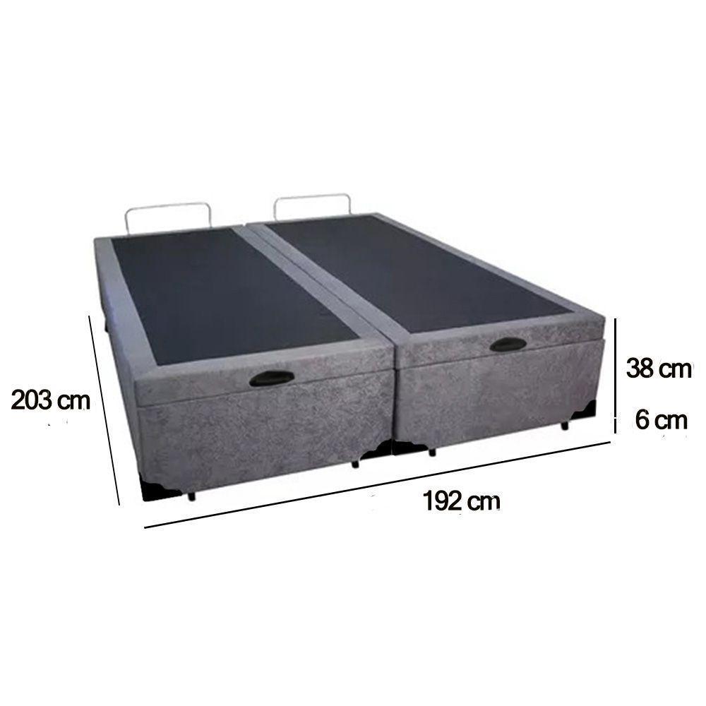 Cama Box Baú King Bipartido Suede Sereneprime Cinza 192x203x44 - 5