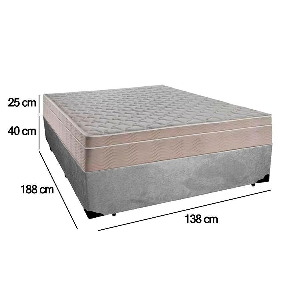 Cama Box Casal Suede + Colchão Sereneprime Molas Ensacadas 138x188x65 Cinza - 3
