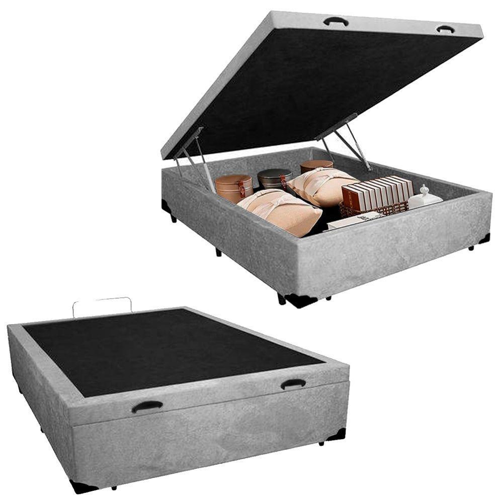 Cama Box Baú Viúva Sereneprime Suede Cinza 44x128x188 - 1