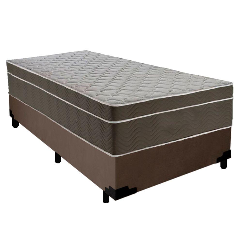 Cama Box Suede Solteiro + Colchão Sereneprime Molas Ensacadas 88x188x65 Marrom - 1
