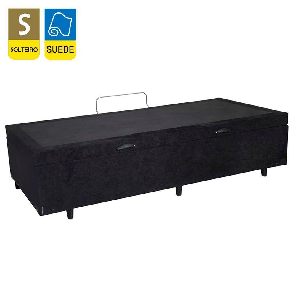 Cama Box Baú Solteiro Suede + Colchão De Espuma D33 - Sereneprime - 88cm Cor:preto - 4