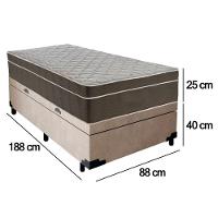 Cama Box Baú Suede Solteiro + Colchão Sereneprime Molas Ensacadas 88x188x69 Cor:bege - 3