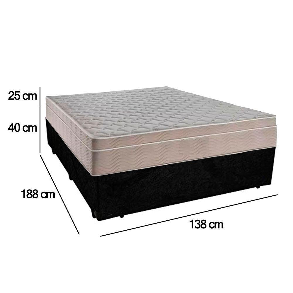 Cama Box Casal Suede + Colchão Sereneprime Molas Ensacadas 138x188x65 Cor:preto - 3