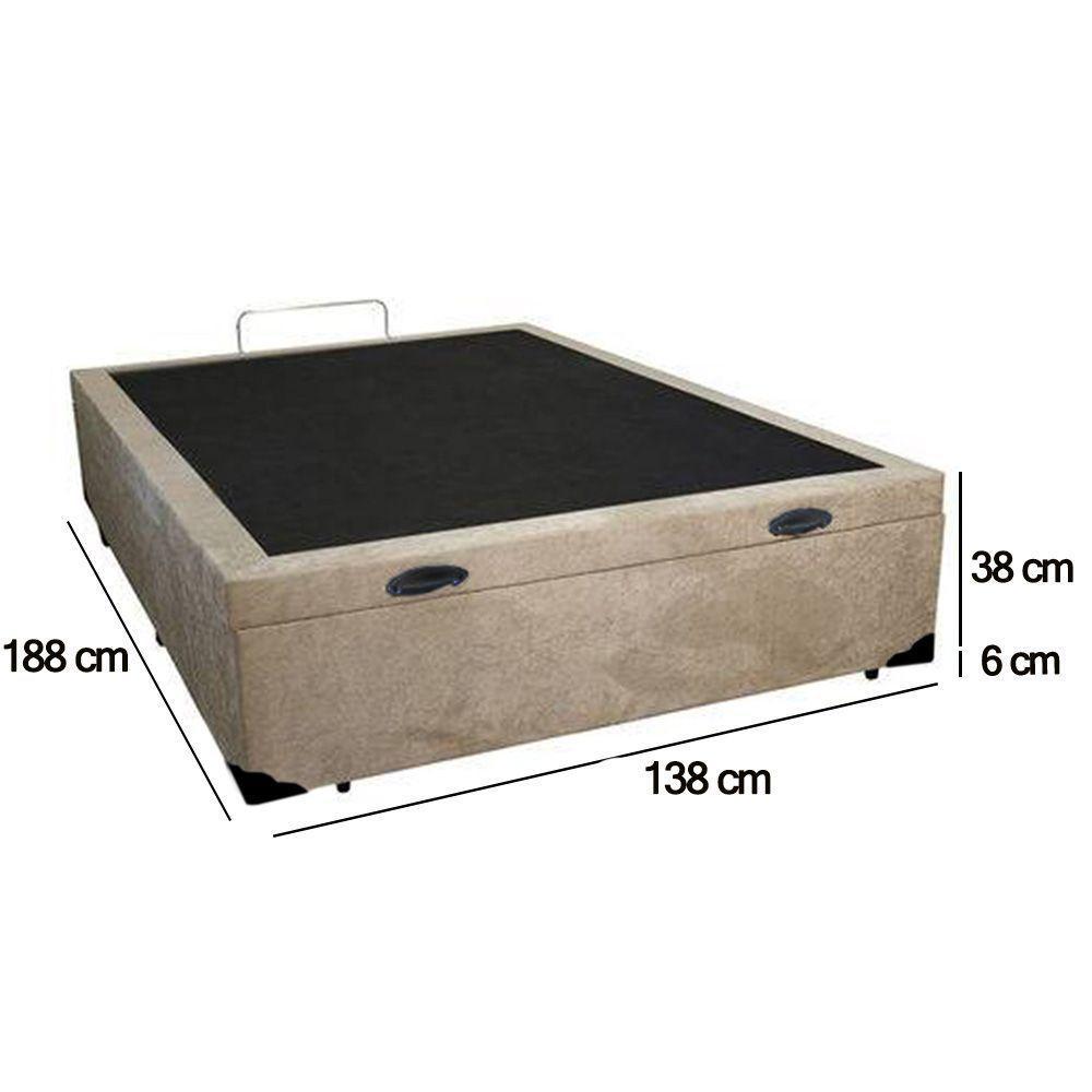 Cama Box Baú Casal Suede Sereneprime Bege 138x188x44 - 3