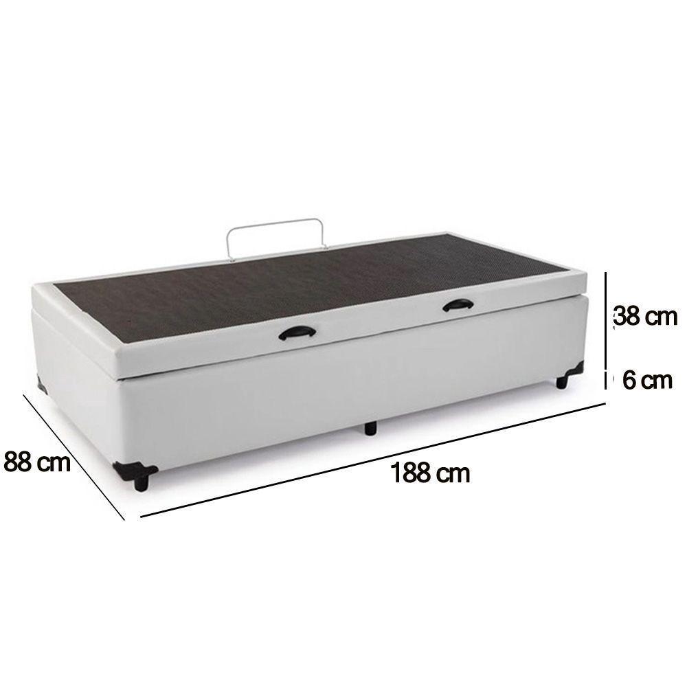 Cama Box Baú Solteiro Sintético Sereneprime Branco 88x188x44 - 3