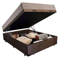 Cama Box Baú Casal Suede + Colchão Sereneprime Molas Ensacadas 138x188x69 Marrom - 5