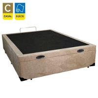 Cama Box Baú Casal Suede Sereneprime Bege 138x188x44