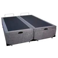 Cama Box Baú King Bipartido Suede Sereneprime Cinza 192x203x44