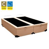 Cama Box Baú Casal Bipartido Sintético Sereneprime Bege 138x188x44