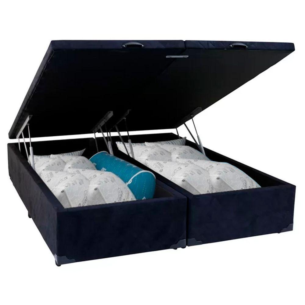 Cama Box Baú King Bipartido Suede Sereneprime Preto 192x203x44 - 2
