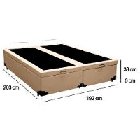 Cama Box Baú King Bipartido Sintético Sereneprime Bege 192x203x44 - 3
