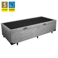 Cama Box Baú Solteiro Suede + Colchão De Espuma D33 - Sereneprime - 88cm Cor:cinza
