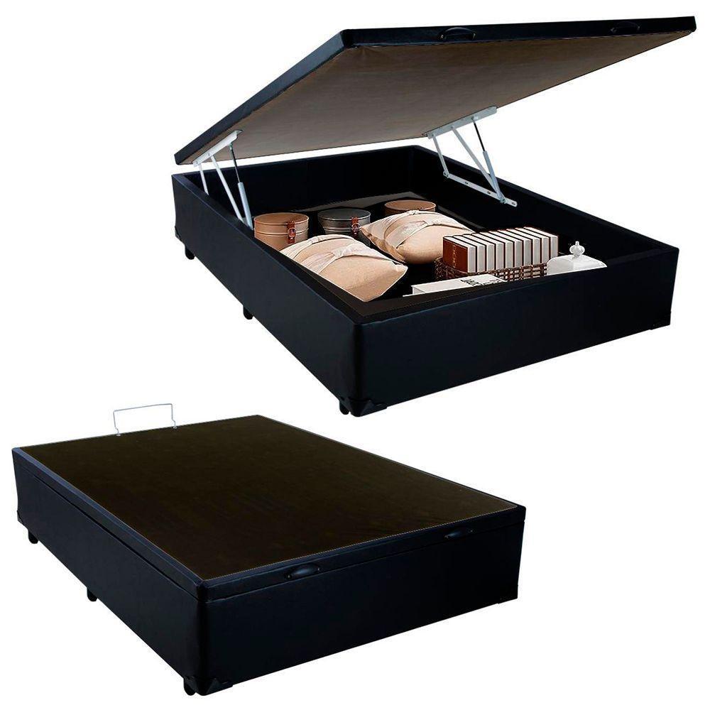 Cama Box Baú Viúva Sereneprime Sintético Preto 44x128x188 - 1