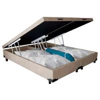 Cama Box Baú King Bipartido Suede Sereneprime Bege 192x203x44 - 6