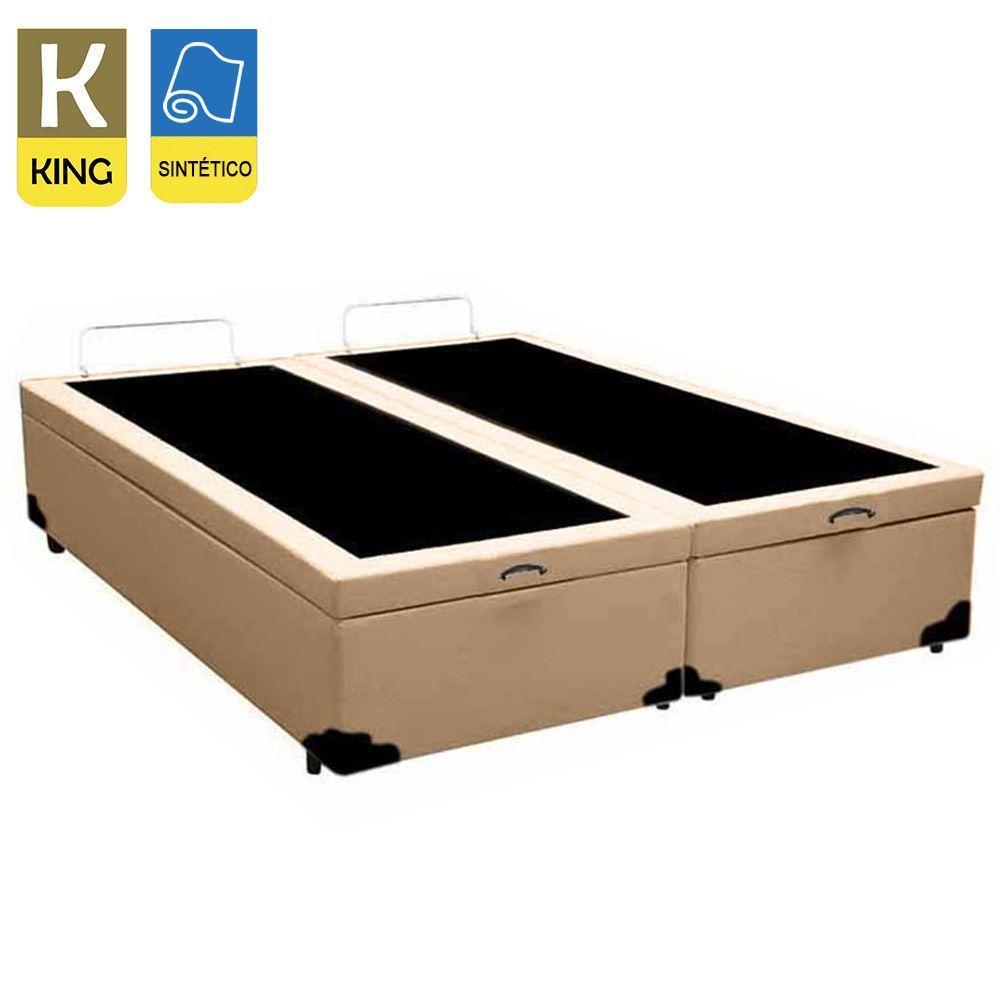 Cama Box Baú King Bipartido Sintético Sereneprime Bege 192x203x44 - 2
