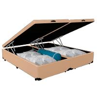 Cama Box Baú King Bipartido Sintético Sereneprime Bege 192x203x44 - 5