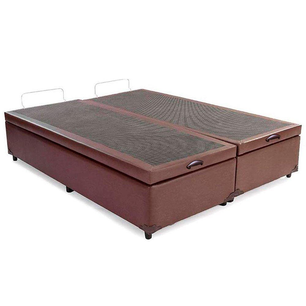 Cama Box Baú Queen Bipartido Sintético Sereneprime Marrom 158x198x44 - 6