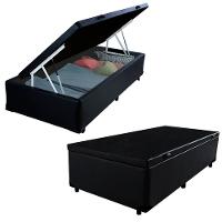 Cama Box Baú Solteiro Sintético + Colchão De Espuma D33 - Sereneprime - 88cm Preto - 1