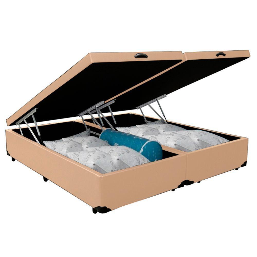 Cama Box Baú Queen Bipartido Sintético Sereneprime Bege 158x198x44 - 5