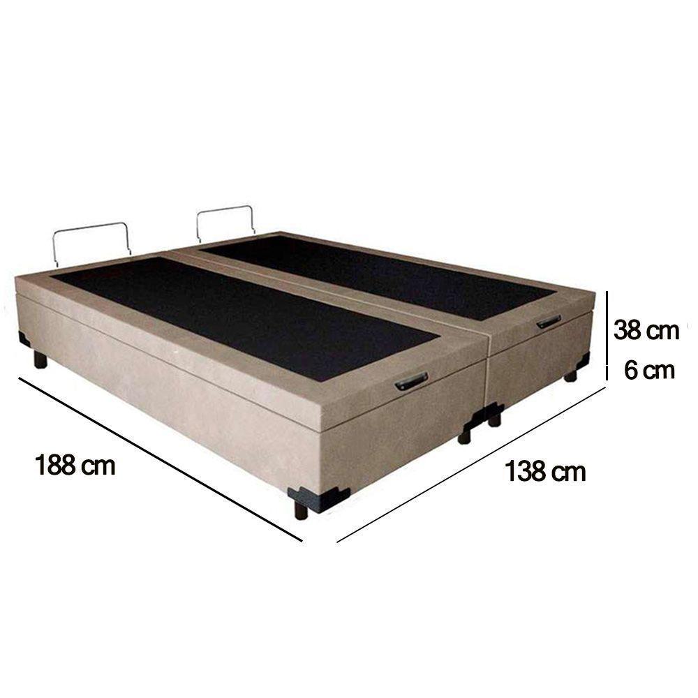 Cama Box Baú Casal Bipartido Suede Sereneprime Bege 138x188x44 - 6