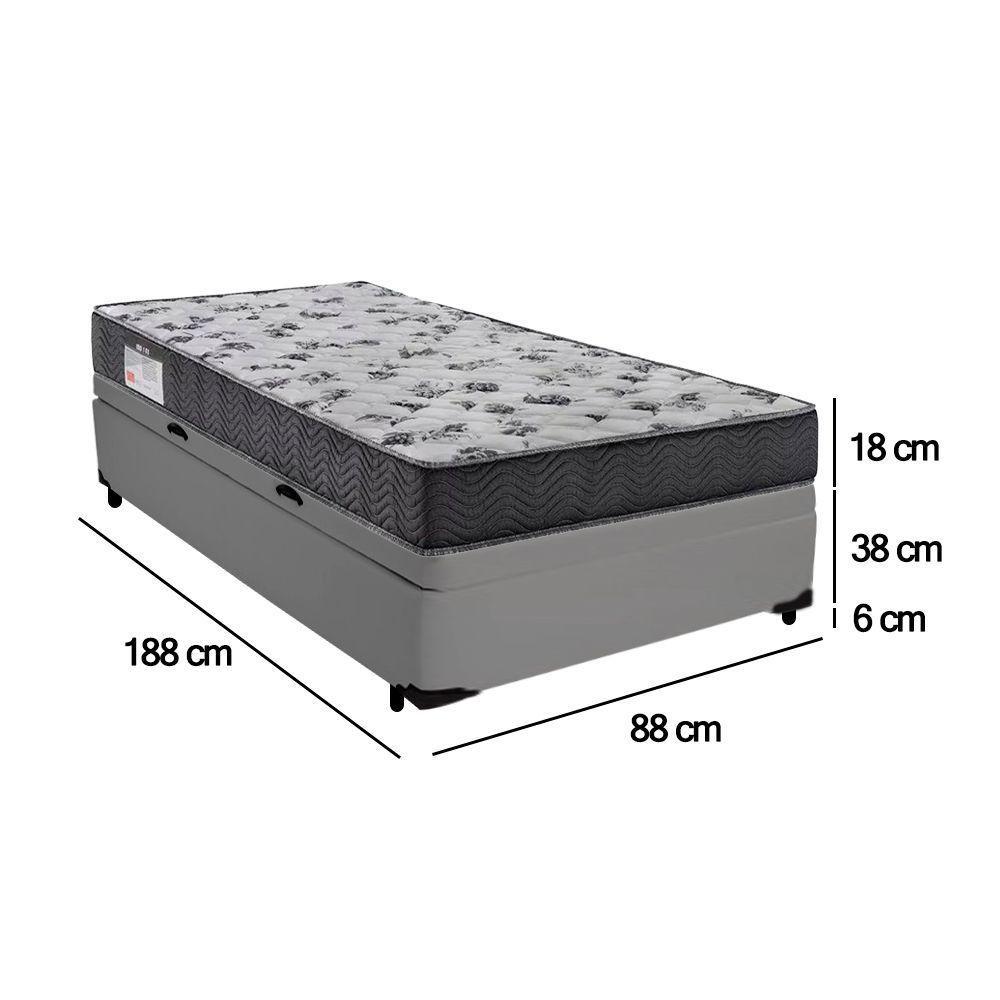 Cama Box Baú Solteiro Sintético + Colchão De Espuma D33 - Sereneprime - 88cm Cor:cinza - 3