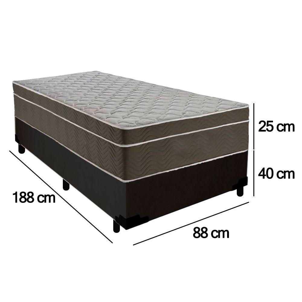 Cama Box Suede Solteiro + Colchão Sereneprime Molas Ensacadas 88x188x65 Cor:preto - 3
