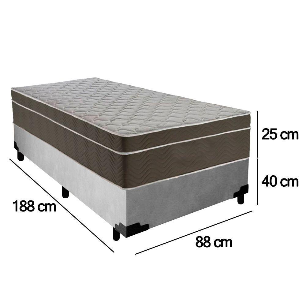 Cama Box Suede Solteiro + Colchão Sereneprime Molas Ensacadas 88x188x65 Cor:cinza - 4