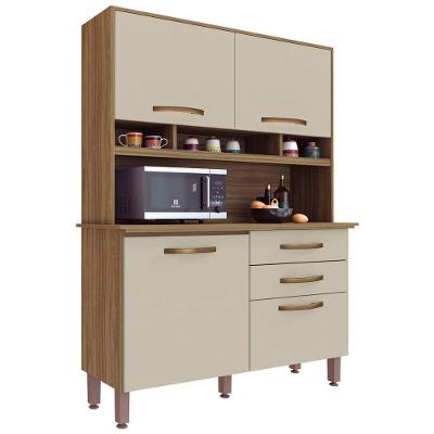 Cozinha Compacta Sofia 4 Portas 2 Gavetas Imop Móveis Nogal-off White