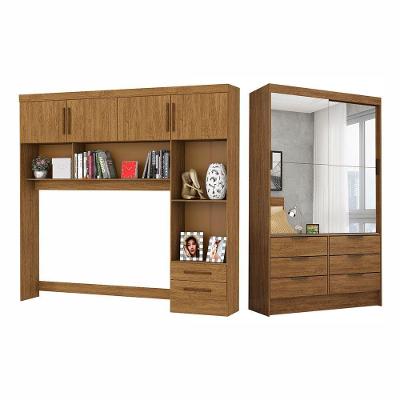 Guarda Roupa Casal Modulado Sevilha 6 Portas 8 Gavetas Cinamomo com Espelho