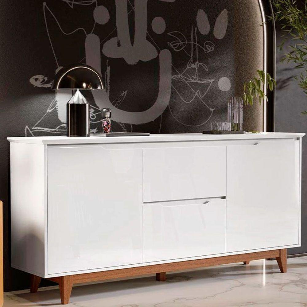 Balcão Buffet Flow 2 Portas 2 Gavetas 163cm Ej Móveis Branco - 2