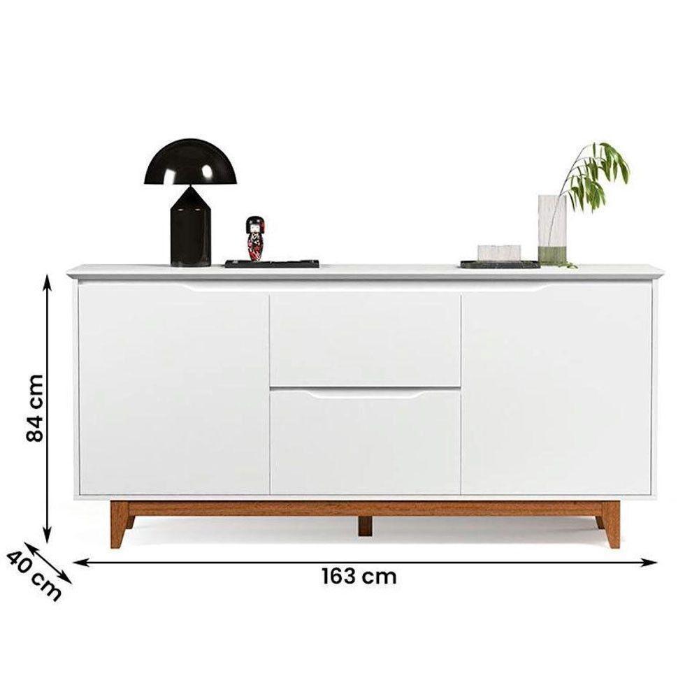 Balcão Buffet Flow 2 Portas 2 Gavetas 163cm Ej Móveis Branco - 3