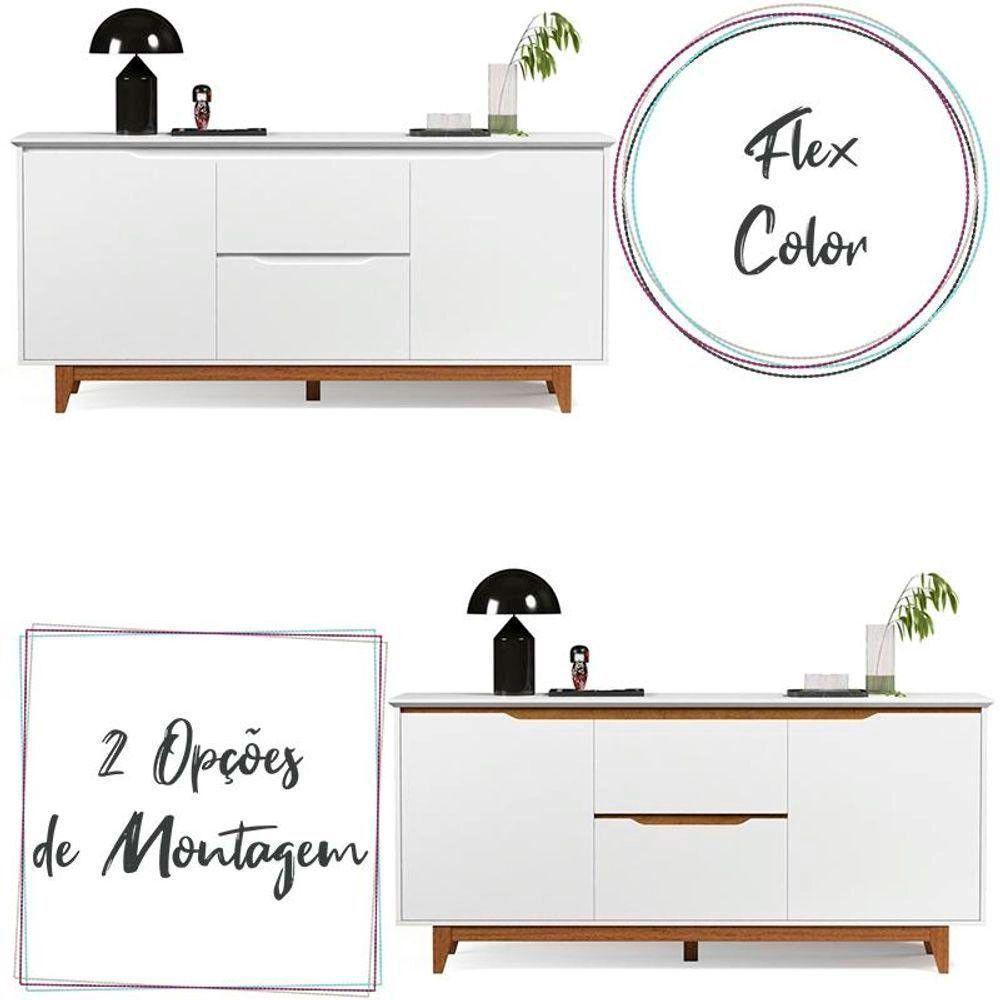 Balcão Buffet Flow 2 Portas 2 Gavetas 163cm Ej Móveis Branco - 4