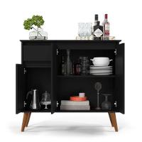 Balcão Buffet Veneza 3 Portas 1 Gaveta 93cm Ej Móveis Preto