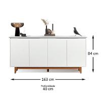 Balcão Buffet Flow 4 Portas Pés Madeira Maciça Ej Móveis Branco - 3