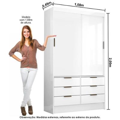 Guarda Roupa Casal Modulado Sevilha 7 Portas 8 Gavetas Branco MDP Carioca Móveis