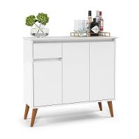 Aparador Buffet Veneza 3 Portas 1 Gaveta 93cm Ej Móveis Branco - 1
